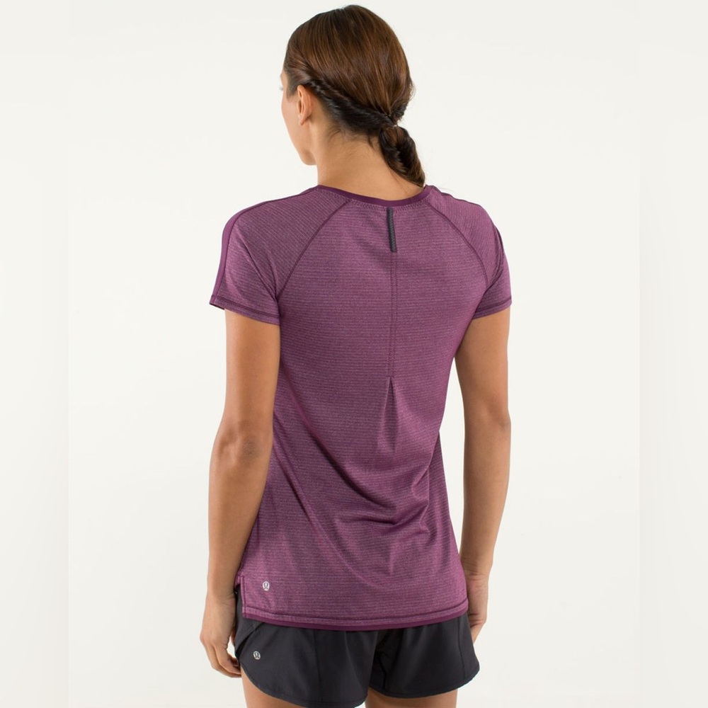 Lululemon Race Me Short Sleeve Heathered Plum Purple Burgundy size 4/6